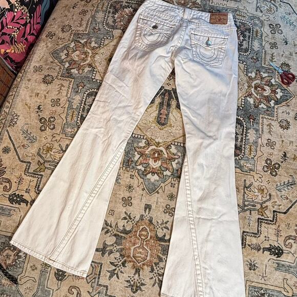 True Religion Women's Flare Bootcut White Denim Jeans Low Rise Y2k Pants 26 - Picture 6 of 8